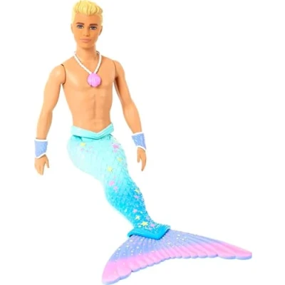 Image de Barbie Dreamtopia poupée Ken Triton avec nageoire Arc en Ciel Bleue et Cheveux Blonds, Jouet pour Enfant, FXT23