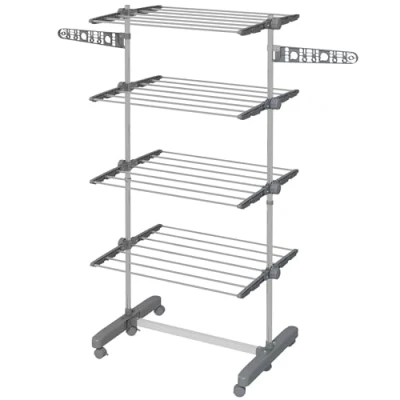 Image de HOMCOM Séchoir à Linge étendoir Pliable Ailes latérales Utilisation intérieure et extérieure 142 x 55 172 cm 4 Niveaux Gris