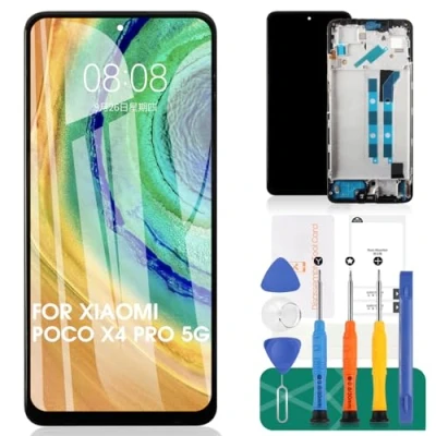 Image de Pour Xiaomi Poco X4 Pro 5G Écran LCD de Remplacement 2201116PG Tactile Digitizer Assemblée Kits Réparation (Noir, Avec Cadre)