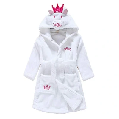 Image de Peignoir de bain unisexe pour bébé garçon et fille 0 à 24 mois en flanelle douce polaire capuche peluche avec visage d&#039;animal bébés nouveau nés souris blanche 6 12