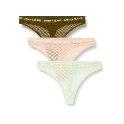 Image de Tommy Jeans 3P HR Thong Lace (Ext Sizes) UW0UW05010 Strings, Jaune (Drb Olve GRN/SWT PCH/Opl GRN Other Version), XL Femme