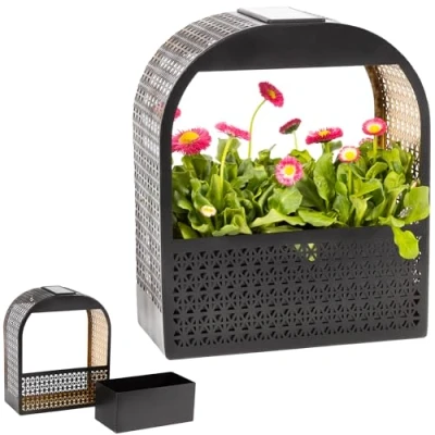 Image de Gadgy Lampe murale solaire avec Pot de Fleurs Applique Lumière blanc chaud Décoration Balcon jardinière lumineuse Éclairage Jardin résistant aux intempéries