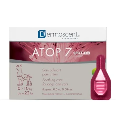 Image de ATOP 7 Spot on pour Chiens &amp; Chats 010 kg Soin Apaisant sans Rinçage 4 Pipettes x 0,6 ML Dermoscent