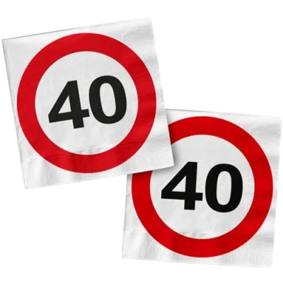 Image de Folat 28374 Serviettes ans signalisation 40 33 x cm 20 piècessignal, panneaux d&#039;interdiction, red white
