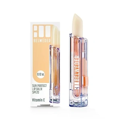 Image de BELWEDER Baume à Lèvres Protection Solaire SPF20 la Vitamine E Protecteur, Apaisant, Régénérant Idéal Mer et Montagne Transparent Pour Hommes Femmes 1 Stick de 3,5 g