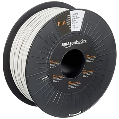 Image de Amazon Basics Filament PLA pour imprimante 3D, 1.75 mm, Gris clair, Bobine, 1 kg