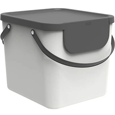 Image de Rotho Albula Système de Séparation des Déchet s 40 l pour La Cuisine, Plastique (PP) sans BPA, Blanc/Anthracite, (40,0 X 35,8 34,0 cm)