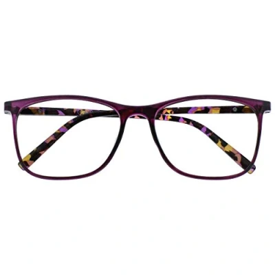 Image de OPULIZE Arc Lunettes de Lecture Monture Carrées Minces Élégantes Charnières à Ressort Anti Rayures Violet Branches Motif Hommes Femmes R66 5 +2.00