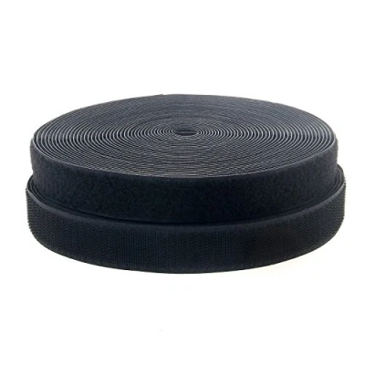Image de TUKA Scratch Ruban à coudre 25 mètres x 25mm, Non adhésif bande Hook &amp; Loop, Crochet et Boucle pour couture, Tissu Fermeture, 25m Boucle, Noir, TKB5003 Black