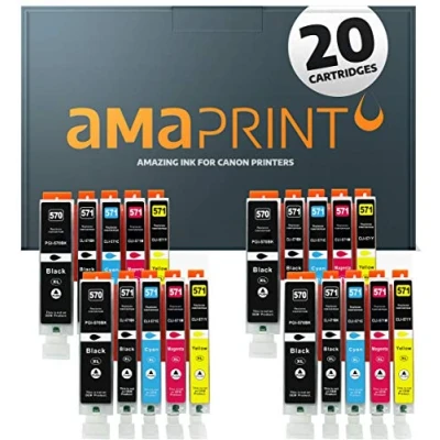 Image de Amaprint 20 XL Cartouches compatible avec Canon PGI 570 CLI 571 pour Pixma MG5700 MG5750 MG5751 MG5752 MG5753 MG6800 MG6850 MG6851 MG6852 MG6853 TS5000 TS5050 TS5051 TS5053 TS5055 TS6050 TS6051 TS6052