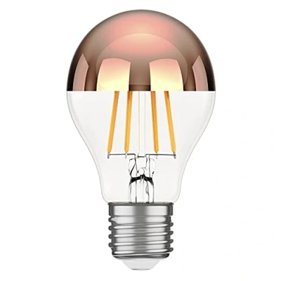 Image de ledscom.de ampoule LED E27, A60, blanc chaud (2600 K), 7,5 W, 839lm, miroir de tête (or rose), forme poire, filament, Edison, verre, LED, ampoule, culot à économie d&#039;énergie,