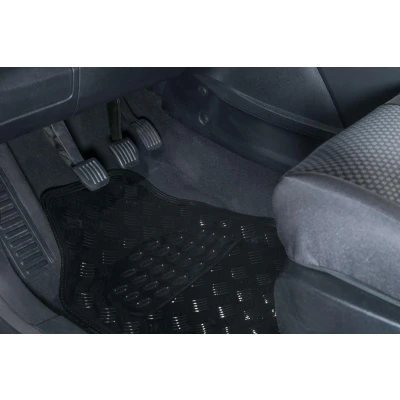 Image de WALSER Metallic 28035 Ensemble de tapis sol Caoutchouc avant et arrière 4 noir Adaptation universelle 70.5 x 49, 42.5 48