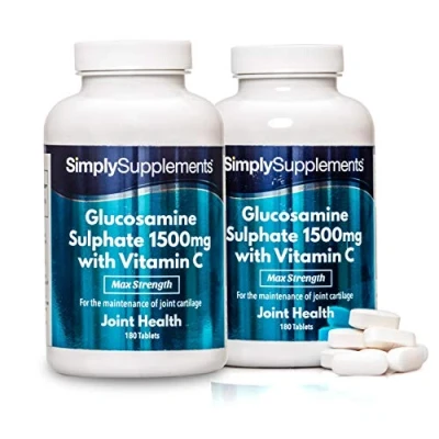 Image de Glucosamine 1500mg et Vitamine C 360 Comprimés Jusqu’à 1 an de bienfaits SimplySupplements