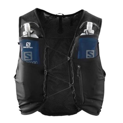 Image de Salomon Adv Hydra Vest 8 Gilet d&#039;hydratation Trail running Randonnée Vélo unisexe, Confort et stabilité, Accès rapide à l’hydratation, Simplicité, Noir, XS