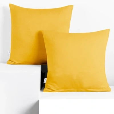 Image de DecoKing 2 taies d&#039;oreiller 80 x cm Jersey Coton Fermeture éclair Jaune Ambre