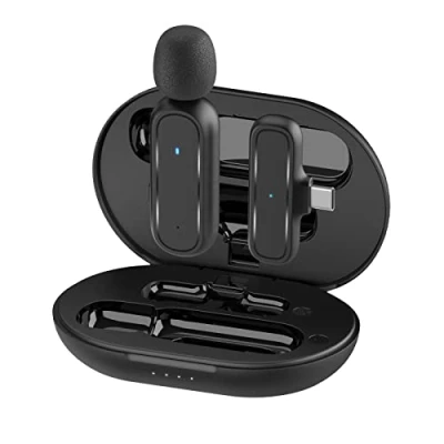 Image de Micro Cravate Sans Fil,Gimpro MC1(C) 2.4GHz【TYPE C&amp;USB】Mic Lavalier avec 3 Mode Denoise et étui de Chargement pour Téléphone Andriod Vlog Live Streaming Youtube,Micro Fil Smartphone