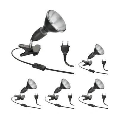 Image de ledscom.de 5 pièces E27 lampe à pince LIK, noir incl. PAR38 LED réflecteur 1379lm blanc