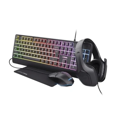 Image de Trust GXT 792 QUADROX clavier Souris incluse Jouer USB Français Noir Neuf