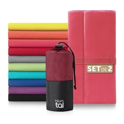Image de Blumtal Serviette Microfibre 80x40 cm en Set de 2 Sport Musculation à séchage Rapide Salle Rose