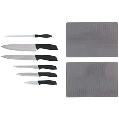Image de alpina 8 pièces couteau de chef, à découper, désosser, utilitaire et d&#039;office avec aiguiseur couteaux planches découper