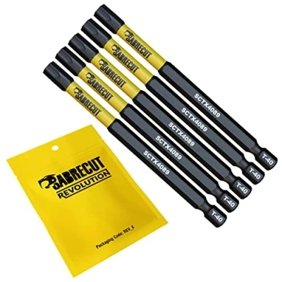 Image de 5 x SabreCut SCTX4089_5 89 mm T40 TX40 Jeu d&#039;embouts de tournevis à percussion magnétique Torx Heavy Duty Compatible avec Dewalt Milwaukee Bosch Makita et plus