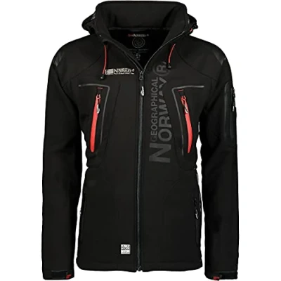 Image de Geographical Norway, Softshell Blouson avec Capuche détachable, Nombreuses Poches modèle Techno,M,Noir