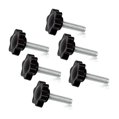 Image de SPEEDWOX Lot de 6 boutons à vis serrage M6 x 25 en forme tête hexagonale moletée Filetage mâle métrique