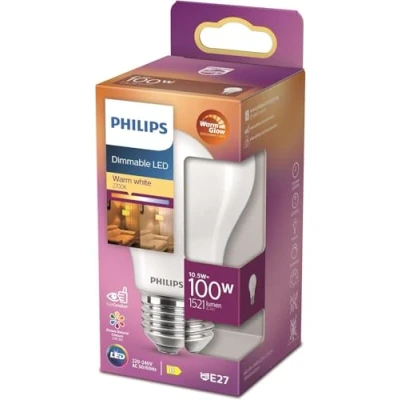 Image de PHILIPS Ampoule LED Standard E27 100W Blanc Chaud Dépolie Verre Compatible Variateur