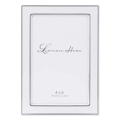 Image de Lawrence Frames Métal Argenté avec Cadre Photo en émail, Blanc, 4 by 6