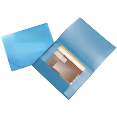 Image de Liderpapel 932827 Chemise Polypropylène Dos Flexible 3 Rabats A3 297 x 420 mm 400 Microns 100 Feuilles Frosty Translucide Bleu