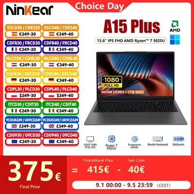 Image de Ordinateur portable de jeu Ninkear A15 Plus, 15.6 &quot;, IPS, FHD, AMD Ryzen™Ordinateur Windows