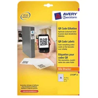 Image de Avery Pochette de 875 Étiquettes Autocollantes pour QR code, Personnalisables et imprimables, Format 35 x mm, Impression laser/jet d&#039;encre, (L7120 25)