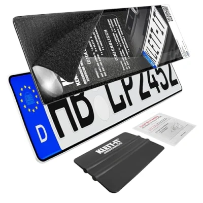 Image de L&amp;P Lot de 2 supports pour plaques d’immatriculation sans cadre Des Velcro IT aux dimensions comprises entre 380 mm et 520 ;