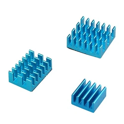 Image de Jopto Lot de 3 dissipateurs chaleur en aluminium avec ruban adhésif conducteur thermique compatible Raspberry Pi 4 Modèle B 4B Bleu (la carte n&#039;est pas incluse).