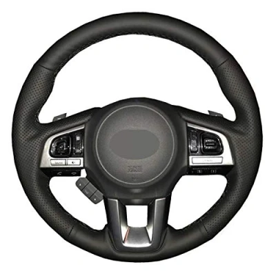 Image de WANGXI Enveloppe de Couverture Volant Voiture Cousue à la Main,pour Subaru Legacy XV 2015 2017 Outback 2014 Forester 2018,Couvercle Protection poignée Direction