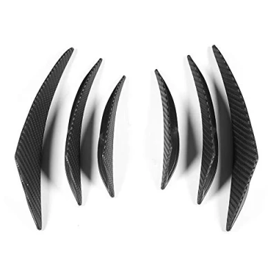 Image de KIMISS Pare chocs Avant Spoile, 6pcs En Fiber De Carbone Texture Voiture Bumper Fin Canard Splitter Diffuseur Valence Spoiler Lip