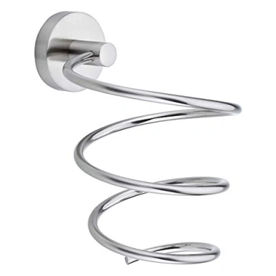 Image de Tesa Moon Wall mounted Support sèche cheveux, acier inoxydable look, adhésif, technologie sans percer, 160 x 110 135 mm Arrondie