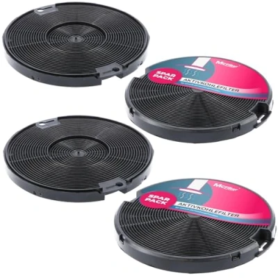 Image de McFilter 4x filtres à charbon actif Ø 150mm EFF75 pour hotte aspirante, convient filtre AEG 405509371/2, Faber 112.0067.944 + 112.0254.245, IKEA 203.383.74, NYTTIG FIL 500