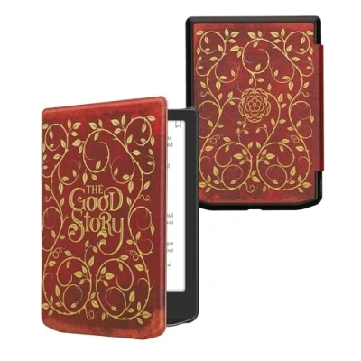 Image de kwmobile Étui Compatible avec Pocketbook Verse/Verse Pro/Verse Color/Vivlio Light/Light HD Coque à Rabat magnétique Tablette eReader Similicuir Jaune Orange Rouge