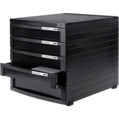 Image de HAN Module à tiroirs CONTUR système de classement moderne et modulaire, extensible, avec 5 fermés pour documents jusqu&#039;au format B4, noir, 1505 13