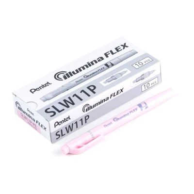 Image de Pentel illumina Flex SLW11P Surligneur bi pointe pastel, Rose, Lot de 10