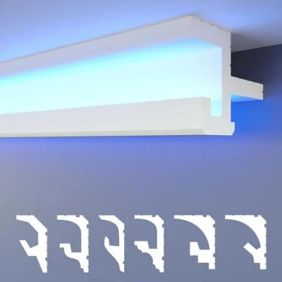 Image de HEXIMO LED moulures 2en1, éclairage indirect de plafond XPS Styropor murales profil corniche lumineuse (échantillon HLED 20)