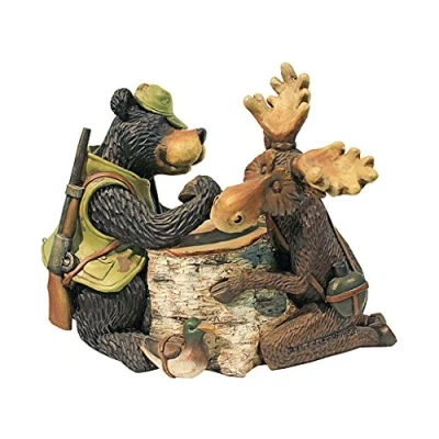 Image de Design Toscano HF665390 Statuette Orignal et Ours en Bras de Fer, Multicolore, 15 x 28 23 cm
