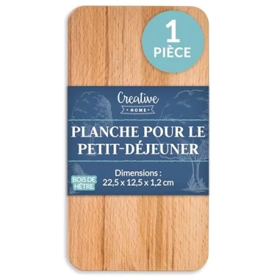 Image de Creative Home Planche a Decouper Bois 22,5 x 12,5 1,2 cm Petit Dejeuner à Découper Petite Apero Déjeuner