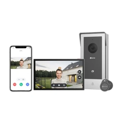Image de EZVIZ CP5 Interphone Vidéo WiFi Système d&#039;Interphone 1080P, Moniteur Tactile Couleur 7&quot;, Sonnette à 2 Fils, Déverrouillage Distance, Audio Bidirectionnel, Vision Nocturne, Design Fin
