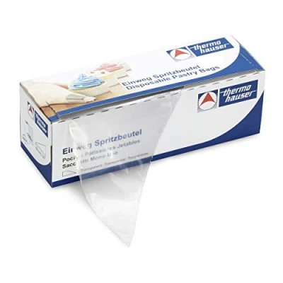 Image de thermohauser Lot de 100 poches à douille jetables, en plastique polyéthylène, transparentes, 40 x 23 0,009 cm