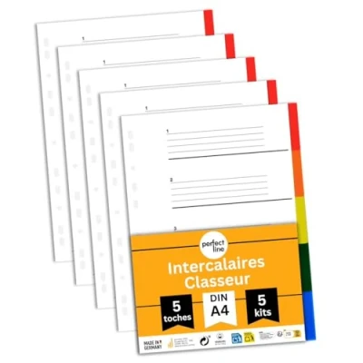 Image de perfect line plastique Intercalaires classeur DIN A4, 5 pièces, set, intercalaire A4 en polypropylène, fabriqué Allemagne