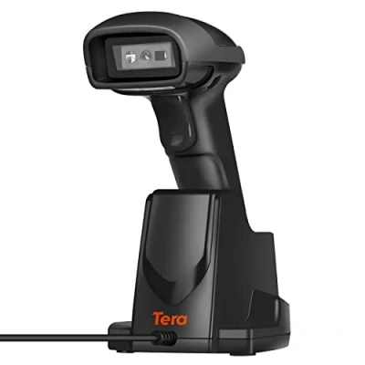 Image de Tera Barcode Scanner Wireless 2,4 GHz Barcodescanner für 1D 2D QR Barcodes Kabellos Lesegerät mit Ladestation, D6100