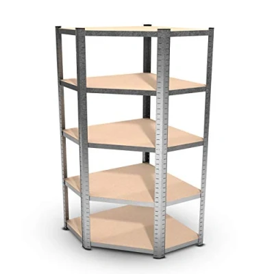 Image de Étagère d&#039;angle polyvalente en métal Charge lourde Max 750kg 180 x 90 45 cm Gris