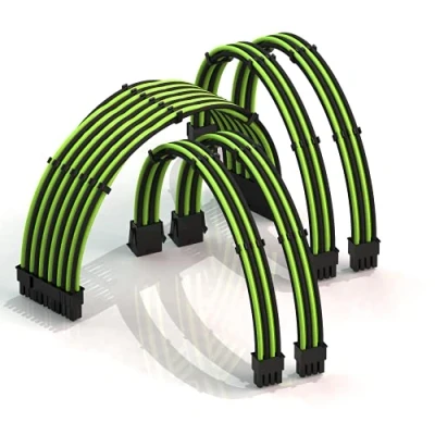 Image de LINKUP Câbles d&#039;alimentation pour ordinateur 30cm 5 Kabel Kit Noir vert.